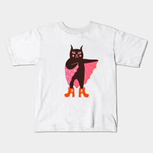 Black cat dracula. Spooky cute pink Halloween illustration Kids T-Shirt